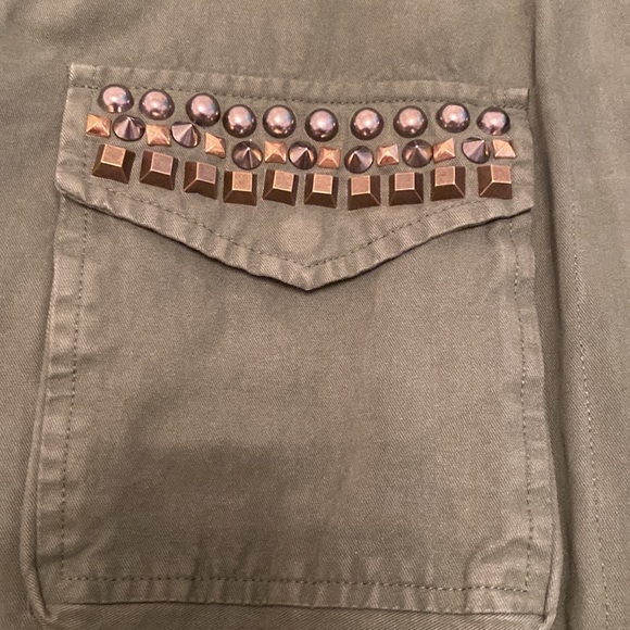 BB Dakota Tawny Stud Trim Olive Green Army Utility Cargo Jacket Military - Picture 5 of 16